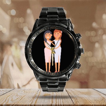 Discover wedding couple Calendar Steel Band Watch