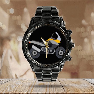 Discover Motorcycle Calendar Steel Band Watch
