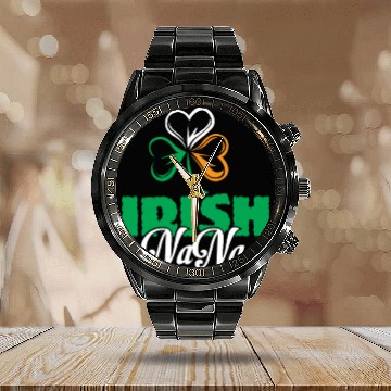 Discover Irish Nana Shamrock Clover - Cute Irish Calendar Steel Band Watch