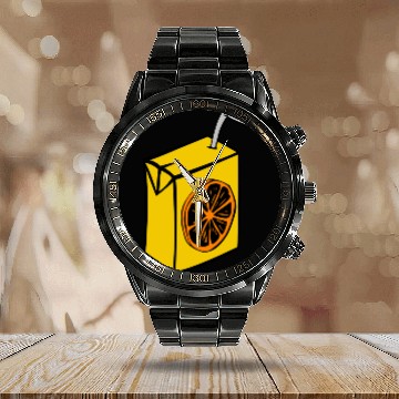 Discover Orange Juice Calendar Steel Band Watch