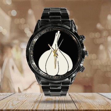 Discover garlic knoblauch veggie vegetable gemuese2 Calendar Steel Band Watch