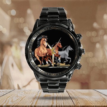 Discover Running Horses - Gift For Horse Lovers Calendar Steel Band Watch