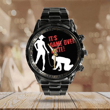 Discover Funny Grunge Game Over Mate Stag Night Party Calendar Steel Band Watch