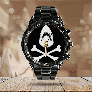 Discover Shark crossbones Calendar Steel Band Watch