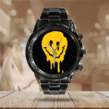 Discover Acid House Smile Face Calendar Steel Band Watch Calendar Steel Band Watch