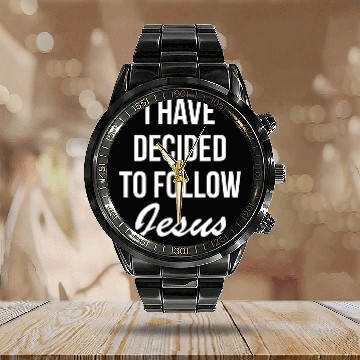 Discover I have decided to follow Jesus,Christian,Bilble Calendar Steel Band Watch