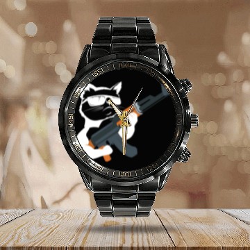 Discover Gunning for Kitties funny Cat Gift Calendar Steel Band Watch Calendar Steel Band Watch