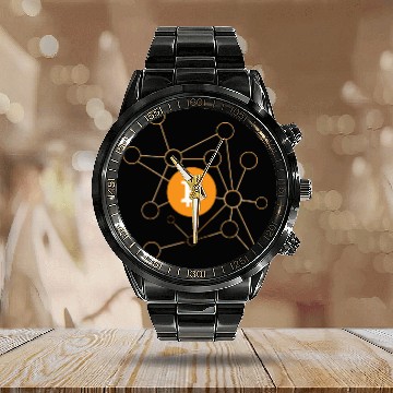 Discover Bitcoin Network Calendar Steel Band Watch
