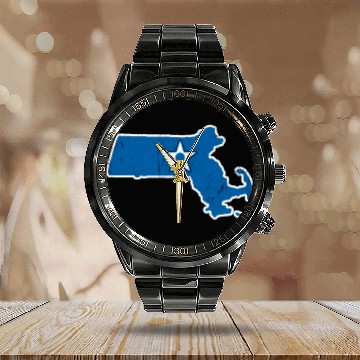 Discover Massachusettes Air Force Proud Air Force Wife Calendar Steel Band Watch