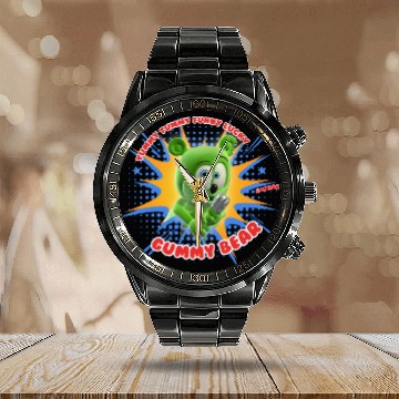 Discover Funny Lucky Gummy Bear Calendar Steel Band Watch