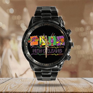 Discover NEW-ORLEANS-SQUARES-eps Calendar Steel Band Watch
