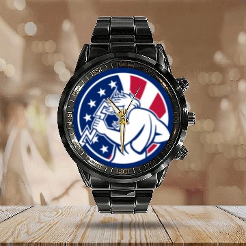 Discover Zeus With Thunderbolt USA Flag Icon Calendar Steel Band Watch