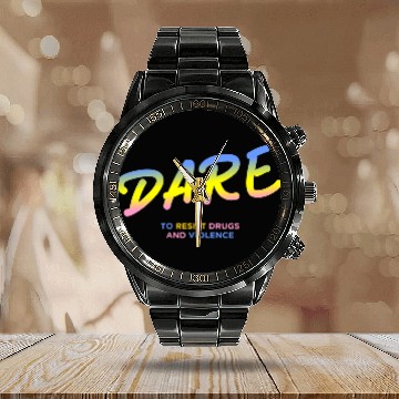Discover DARE 90s drugs Calendar Steel Band Watch
