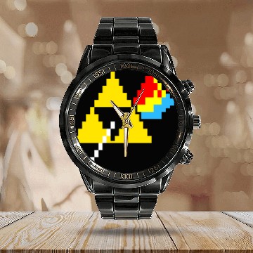 Discover the dark side of the Triforce pixel Calendar Steel Band Watch