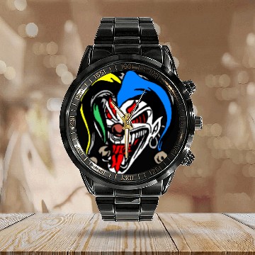 Discover Devil Card Calendar Steel Band Watch