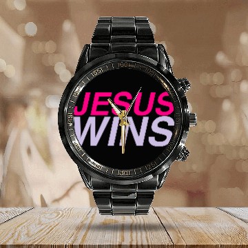Discover Jesus Wins Calendar Steel Band Watch