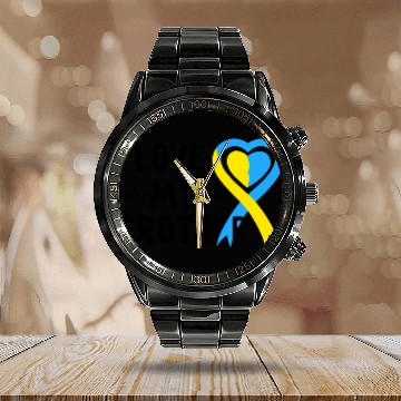 Discover Down Syndrome Awareness I Love My Brother Calendar Steel Band Watch
