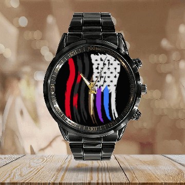 Discover Jiu Jitsu BJJ Flags Vertical Light Calendar Steel Band Watch