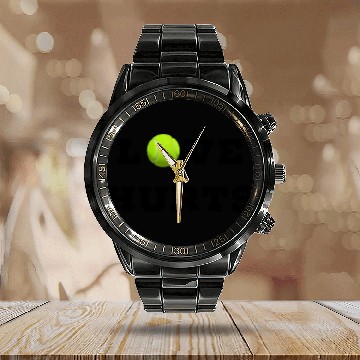 Discover Funny Tennis Team Player Gift Love Hurts Design Calendar Steel Band Watch