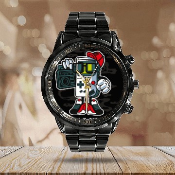 Discover Comic funny Gameboy kid cool Calendar Steel Band Watch
