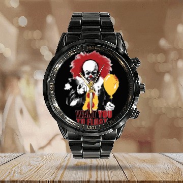 Discover Creepy Pennywise LIGHT Version Art Character Calendar Steel Band Watch
