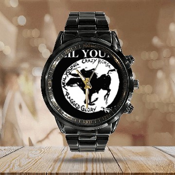 Discover Neil Young Crazy Horse Unisex Retro Rock Horse Calendar Steel Band Watch