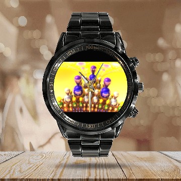 Discover Abstract 3D Computer Art - Reflective Bulbs Calendar Steel Band Watch
