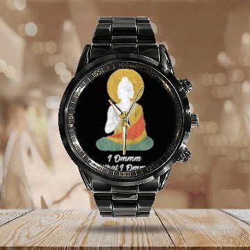 Discover Funny buddha buddhism meditation peace dharma zen Calendar Steel Band Watch