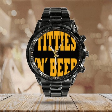 Discover TITTIES N BEER Calendar Steel Band Watch