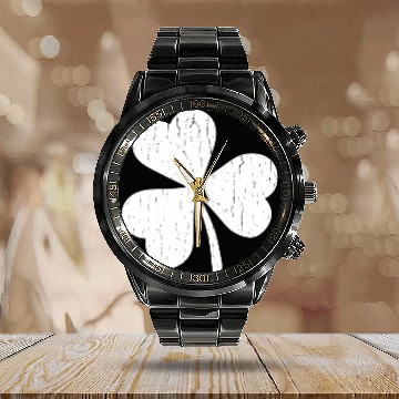 Discover Vintage Distressed Shamrock Calendar Steel Band Watch