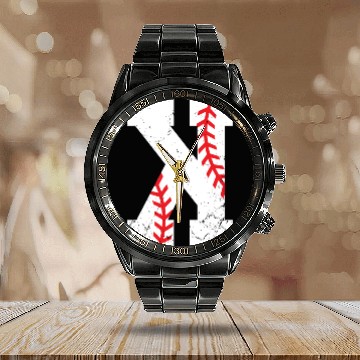 Discover Baseball Pitcher Strikeout K Calendar Steel Band Watch
