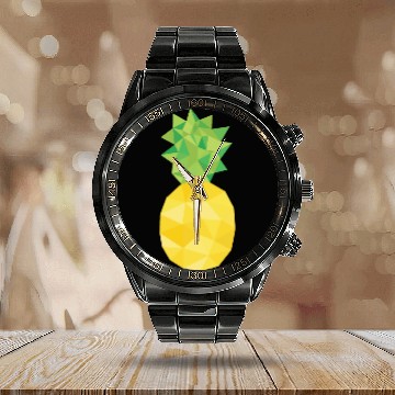 Discover pineapple, pine apple, triangle, food Calendar Steel Band Watch