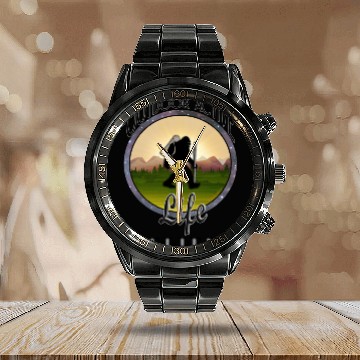 Discover OutdoorActiveLife BIGFOOT BELIEVE Black Lettering Calendar Steel Band Watch