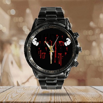 Discover cool i hate people text graffiti spray drop blood Calendar Steel Band Watch