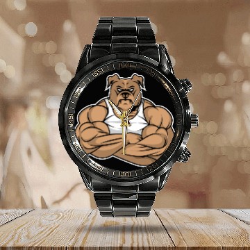 Discover Dog Canine Pet Bulldog Pitbull Doberman Pug Gift I Calendar Steel Band Watch