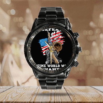 Discover Undefeated World war 2 veteran Calendar Steel Band Watch