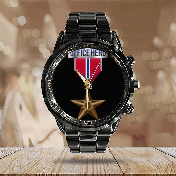 Discover Medal Bronze Star Office Hero Funny Military Army Baseball Jerseys Calendar Steel Band Watch