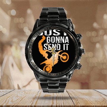 Discover Just Gonna Send It Bike Calendar Steel Band Watch