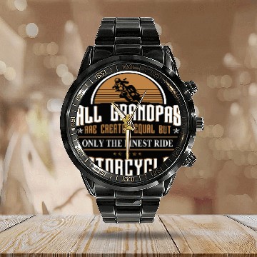 Discover Motorcycle - motorcycle grandpa Calendar Steel Band Watch