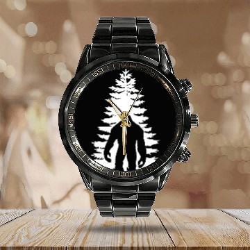 Discover Bigfoot - bigfoot/sasquatch tree design Calendar Steel Band Watch