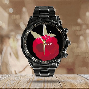 Discover raspberry fruit Calendar Steel Band Watch