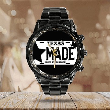 Discover Texas - texas made lone star license plate Calendar Steel Band Watch