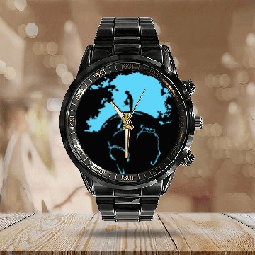 Discover Water Planet Global warming world ocean banksy nat Calendar Steel Band Watch