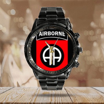 Discover 82ND AIRBORNE us army airborne ranger Calendar Steel Band Watch