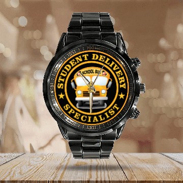 Discover SCHOOL BUS DRIVER STUDENT DELIVERY SPECIALIST Calendar Steel Band Watch