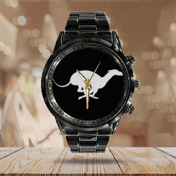 Discover Light Grey Running Greyhound X Racer Track Dog Calendar Steel Band Watch