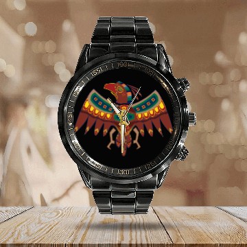 Discover Native American Zodiac Falcon-3 (Aries) Calendar Steel Band Watch