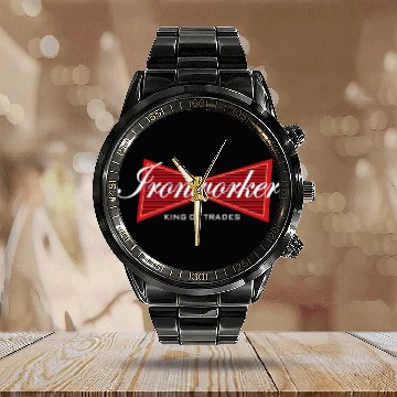 Discover Ironworker King of Trades Funny Gift Calendar Steel Band Watch