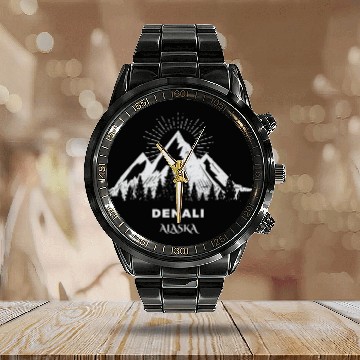 Discover Denali National Park Calendar Steel Band Watch