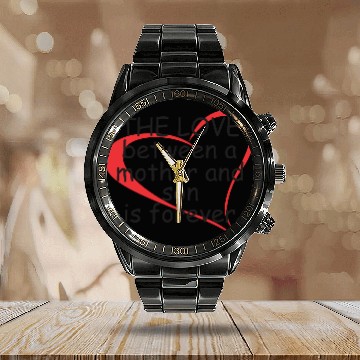 Discover The Love Between a Mother and Son Calendar Steel Band Watch